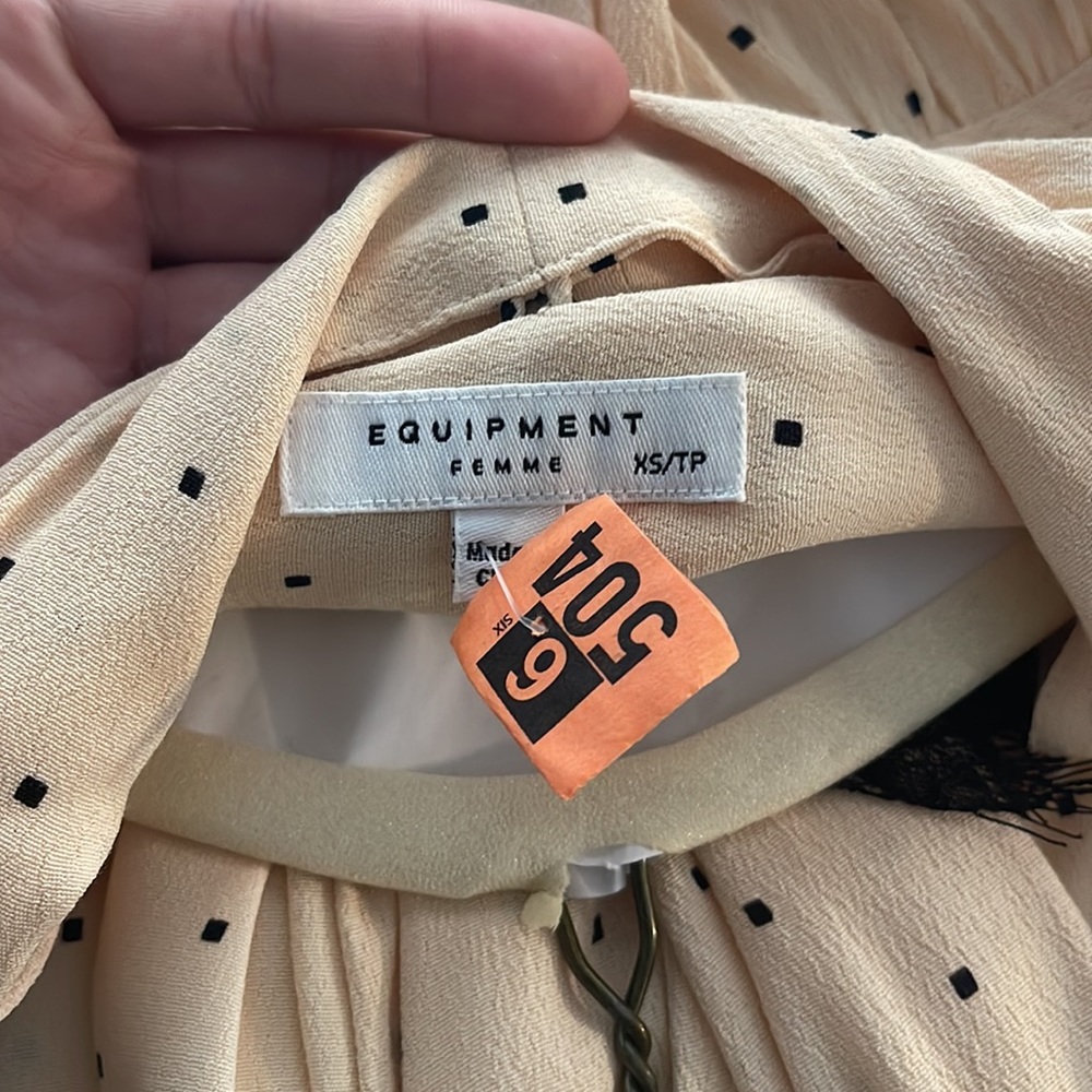 Equipment Square Patterned Silky Blouse With Remo… - image 5